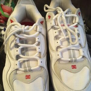DC Mens   Leather White and Red Sneakers